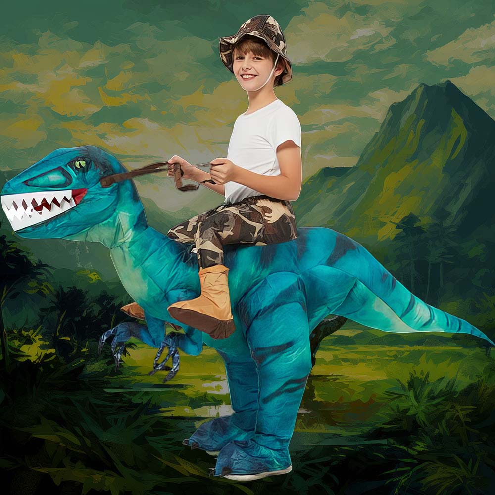 Deguisement Dinosaure Gonflable T-Rex Bleu